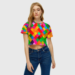 Женская футболка Crop-top 3D Цветные лоскуты - пэчворк - фото 2