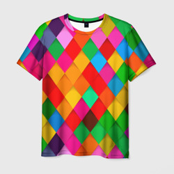 Мужская футболка 3D Цветные лоскуты - пэчворк