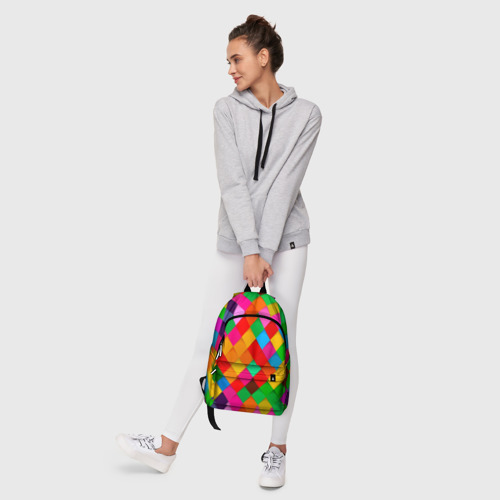 Рюкзак 3D с принтом Цветные лоскуты - пэчворк, фото #6