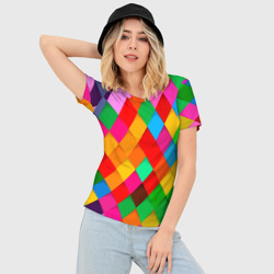 Женская футболка 3D Slim Цветные лоскуты - пэчворк - фото 2