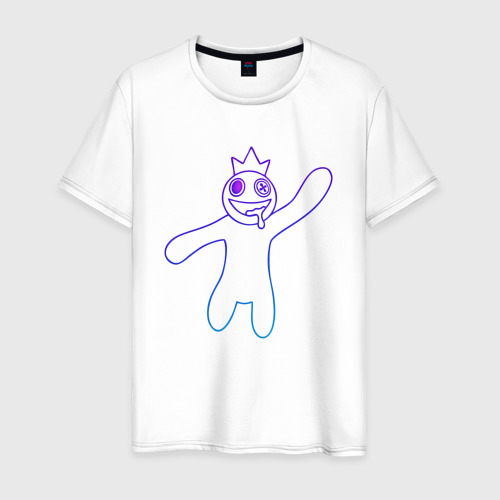 Мужская футболка хлопок с принтом Роблокс: Синий неон, вид спереди #2