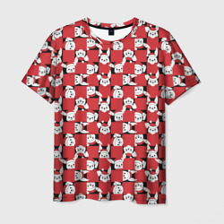 Кролики новогодние в красных квадратах – Мужская футболка 3D с принтом купить со скидкой в -26%