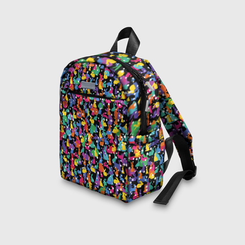 Детский рюкзак 3D с принтом Разноцветные кролики, вид сбоку #3