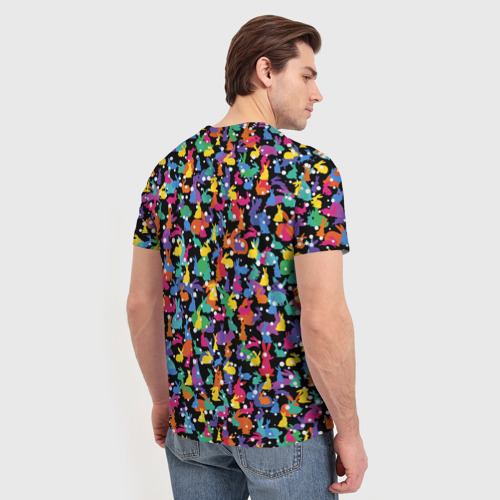 Мужская футболка 3D Разноцветные кролики, цвет 3D печать - фото 4