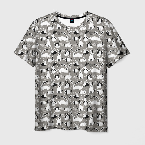 Мужская футболка 3D Кролики пятнистые, цвет 3D печать