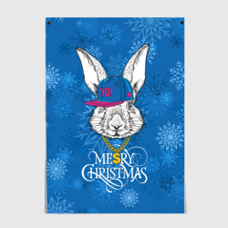 Постер Merry Christmas, rabbit in cap