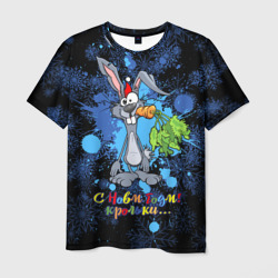 Мужская футболка 3D Крольки, с новм годм