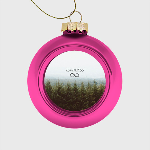 Стеклянный ёлочный шар Бесконечный лес, цвет розовый