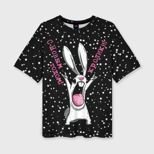 Женская футболка oversize 3D С новым годом кролика
