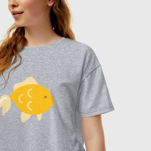 Женская футболка хлопок Oversize с принтом Золотая рыбкa, фото на моделе #1