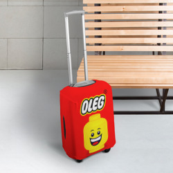 Чехол для чемодана 3D Олег имя в стиле лего человечка - фото 2