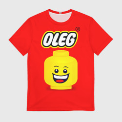 Мужская футболка 3D Олег имя в стиле лего человечка