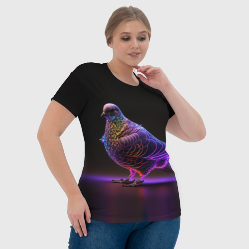 Женская футболка 3D Неоновый голубь, цвет 3D печать - фото 6
