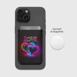 Картхолдер Magsafe магнитный Love - неоновые сердца - фото 2