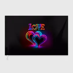 Флаг 3D Love - неоновые сердца