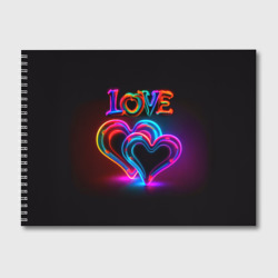 Альбом для рисования Love - неоновые сердца