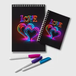 Блокнот Love - неоновые сердца