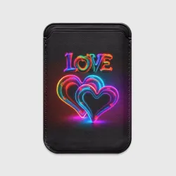 Картхолдер Magsafe магнитный Love - неоновые сердца