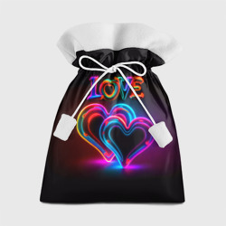 Подарочный 3D мешок Love - неоновые сердца