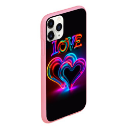 Чехол для iPhone 11 Pro Max матовый Love - неоновые сердца - фото 2