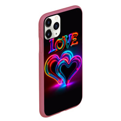 Чехол для iPhone 11 Pro Max матовый Love - неоновые сердца - фото 2