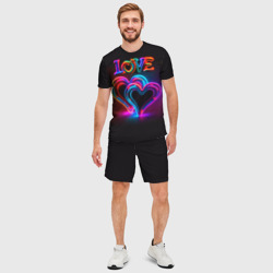 Мужской костюм с шортами 3D Love - неоновые сердца - фото 2