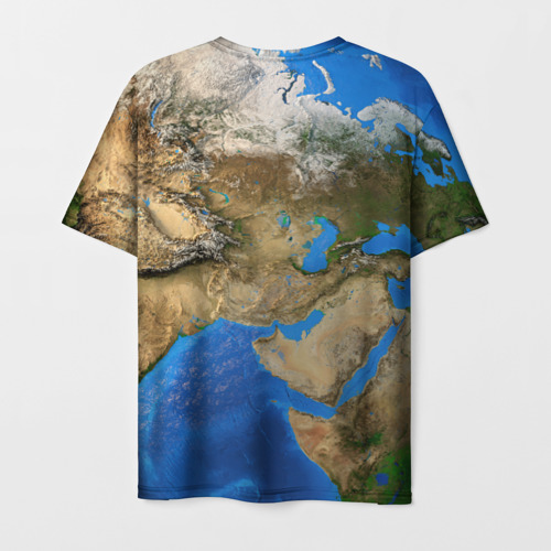Мужская футболка 3D с принтом Земля с высоты, вид сзади #1