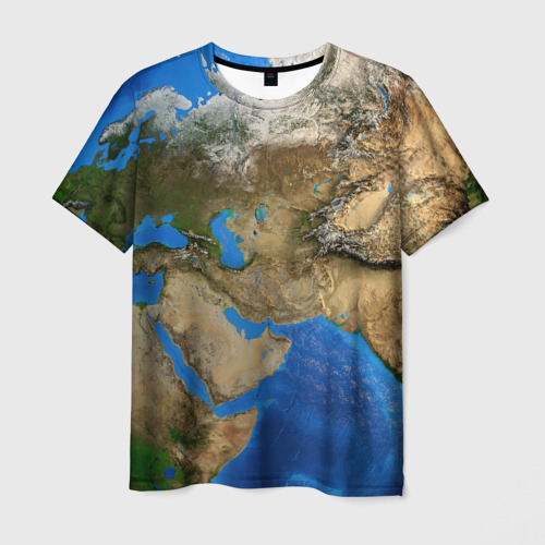 Мужская футболка 3D с принтом Земля с высоты, вид спереди #2