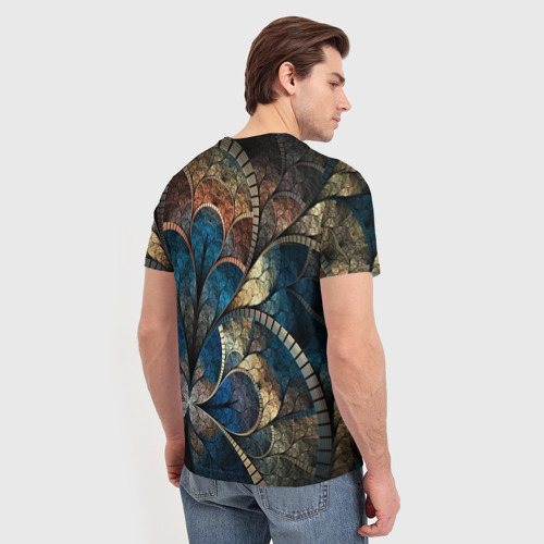 Мужская футболка 3D с принтом Древний витраж, вид сзади #2