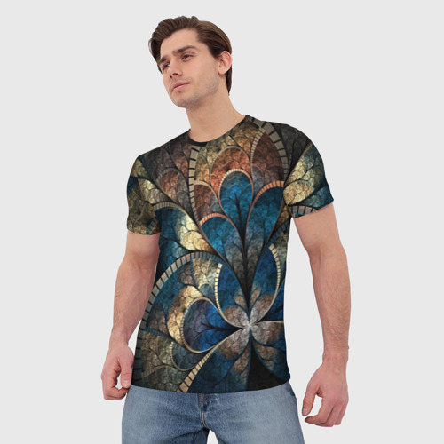 Мужская футболка 3D с принтом Древний витраж, фото на моделе #1