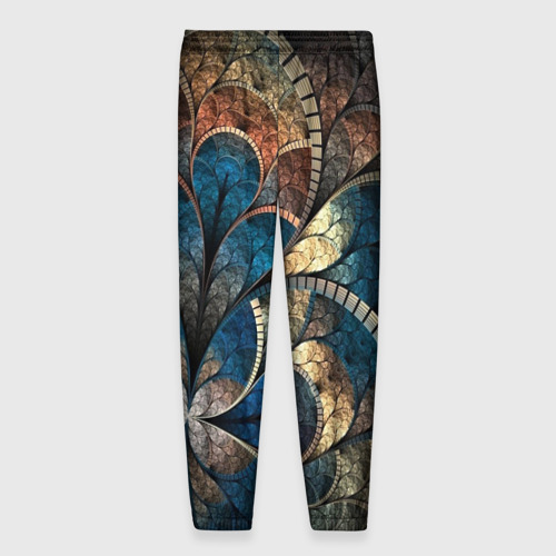 Мужские брюки 3D с принтом Древний витраж, вид сзади #1