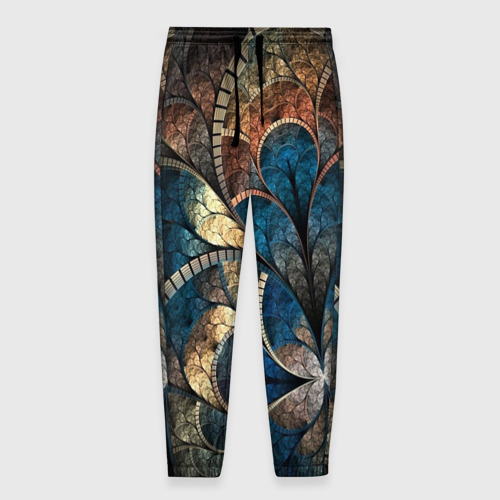 Мужские брюки 3D с принтом Древний витраж, вид спереди #2
