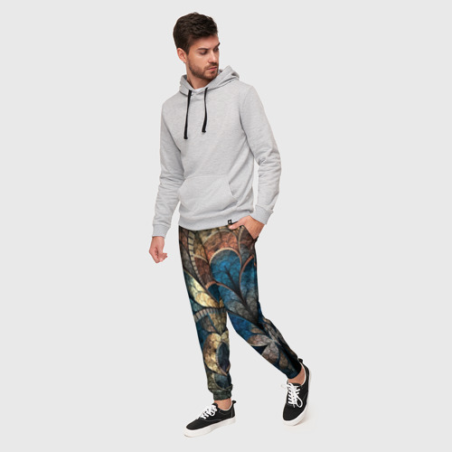Мужские брюки 3D с принтом Древний витраж, фото на моделе #1