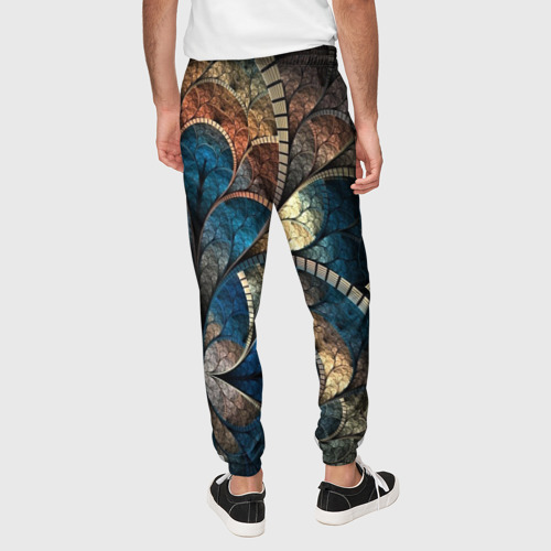 Мужские брюки 3D с принтом Древний витраж, вид сзади #2
