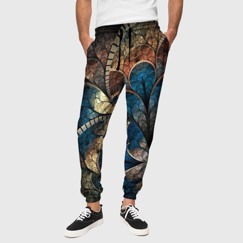 Мужские брюки 3D с принтом Древний витраж, вид сбоку #3
