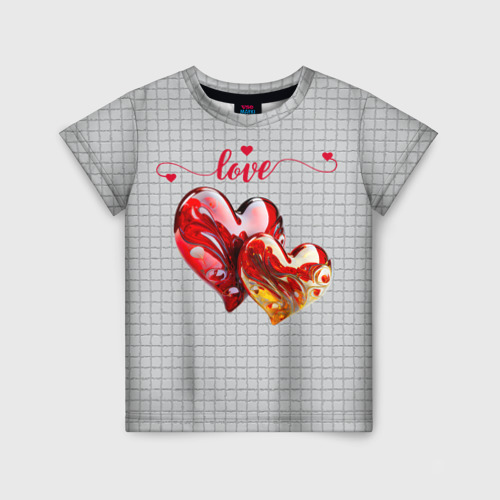 Детская футболка 3D Love - сердечки, цвет 3D печать