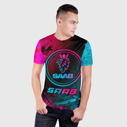 Мужская футболка 3D Slim Saab - neon gradient - фото 2