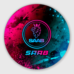 Круглый коврик для мышки Saab - neon gradient