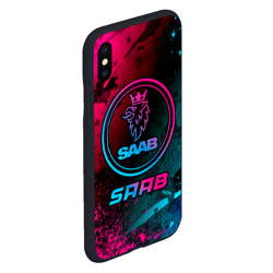 Чехол для iPhone XS Max матовый Saab - neon gradient - фото 2