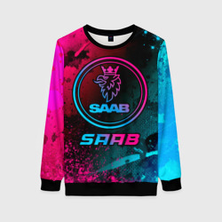 Женский свитшот 3D Saab - neon gradient