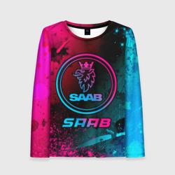 Женский лонгслив 3D Saab - neon gradient