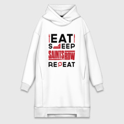 Платье-худи хлопок Надпись: eat sleep Saints Row repeat