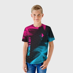 Детская футболка 3D No Man's Sky - neon gradient: надпись, символ - фото 2