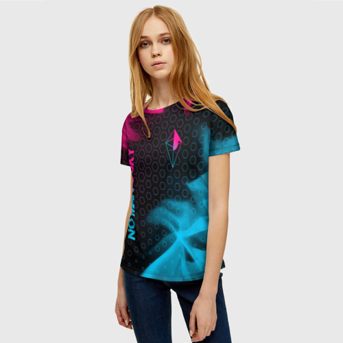 Женская футболка 3D No Man's Sky - neon gradient: надпись, символ - фото 3