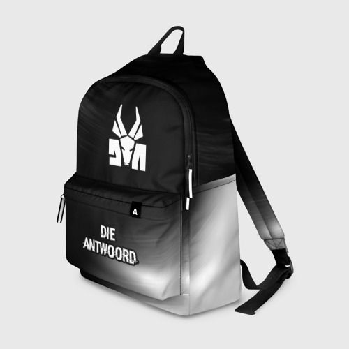 Рюкзак 3D с принтом Die Antwoord glitch на темном фоне: символ, надпись, вид спереди #2