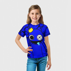 Футболка с принтом Радужные друзья персонаж Синий для ребенка, вид на модели спереди №3. Цвет основы: белый