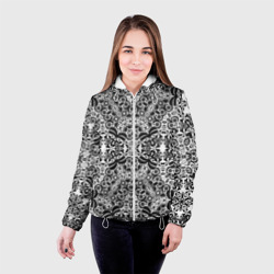 Женская куртка 3D Черно-белый ажурный кружевной узор - фото 2