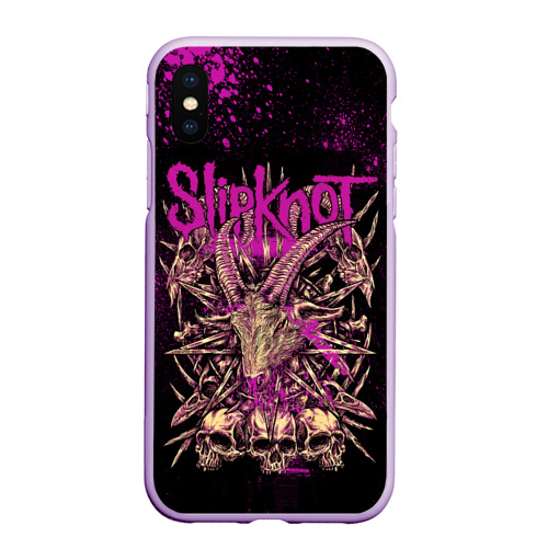 Чехол для iPhone XS Max матовый с принтом Slipknot Pink, вид спереди #2