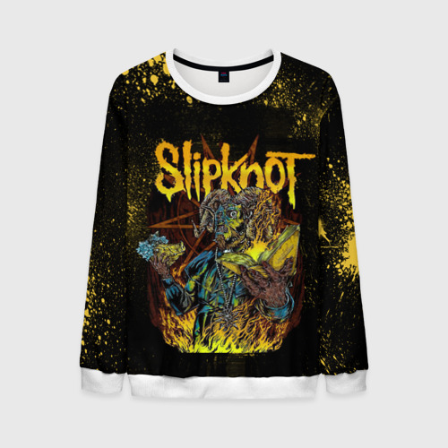 Мужской свитшот 3D Slipknot Yellow demon, цвет белый