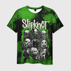 Мужская футболка 3D Slipknot guys heads green